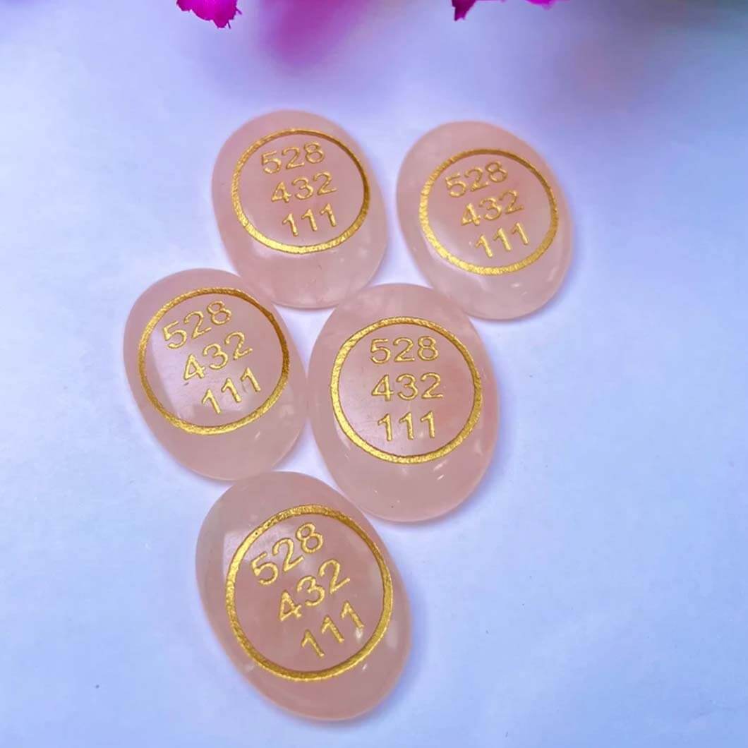 Rose Quartz coin Decorative Showpiece Stone, 4CM (Crystal, Pink) Pack of 4