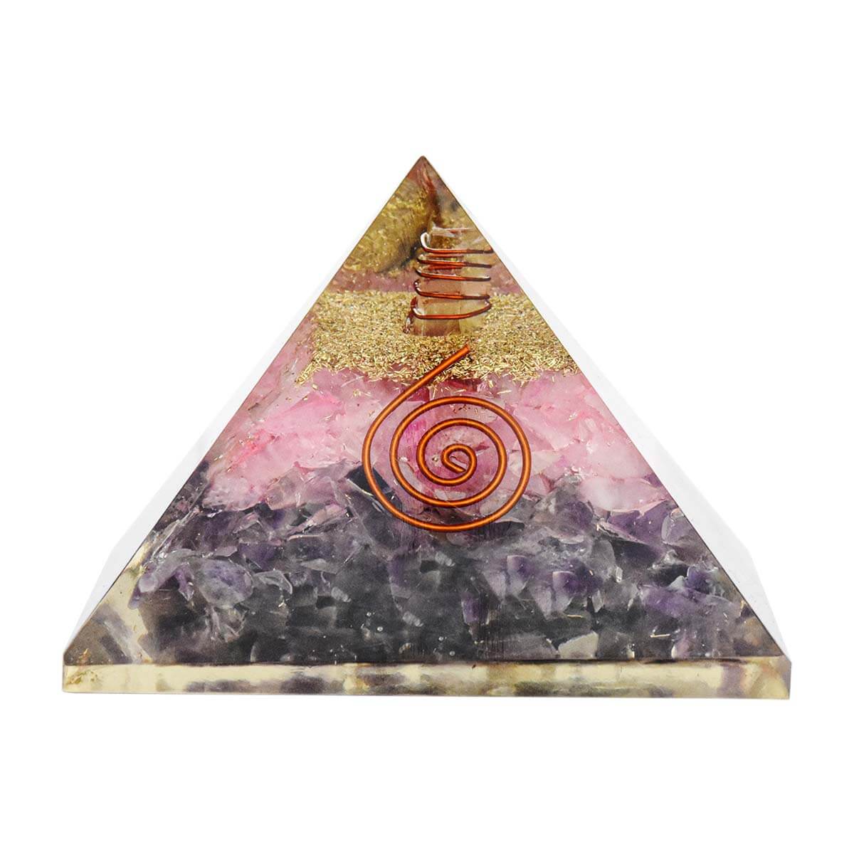 Pre- Energized Natural Rose Quartz & Amythest Crystal Pyramid for The Love, Stability, Showpiece, Car Dashboard, Home & Office Gifting
