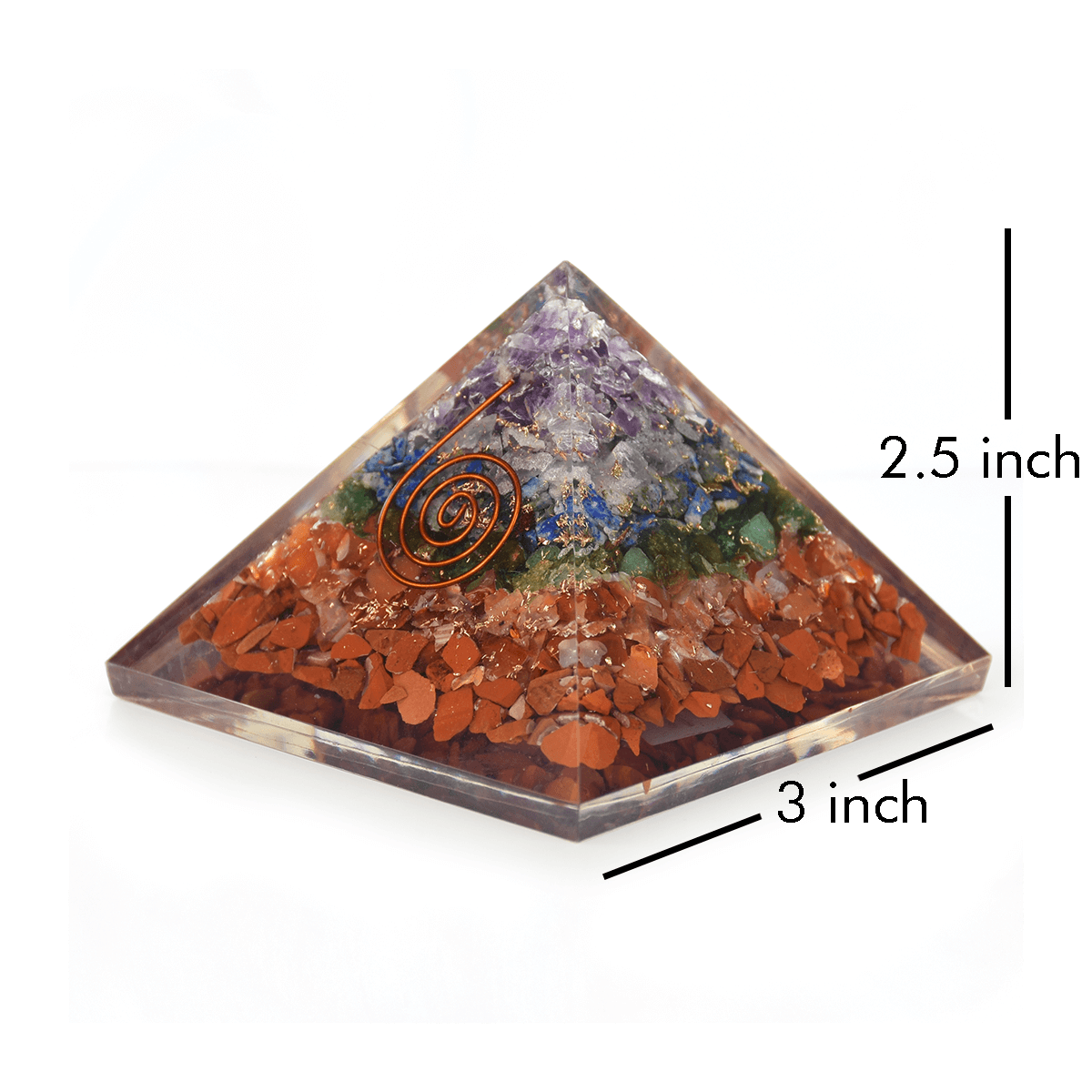 Natural Seven Chakra Crystal Stone Pyramid for Reiki & Spiritual Healing - 25cm Decorative Showpiece - 6.35 cm (Crystal, Stone, Multicolor)