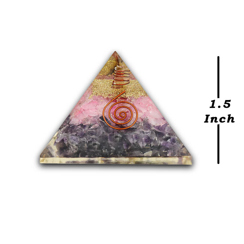 Pre- Energized Natural Rose Quartz & Amythest Crystal Pyramid for The Love, Stability, Showpiece, Car Dashboard, Home & Office Gifting