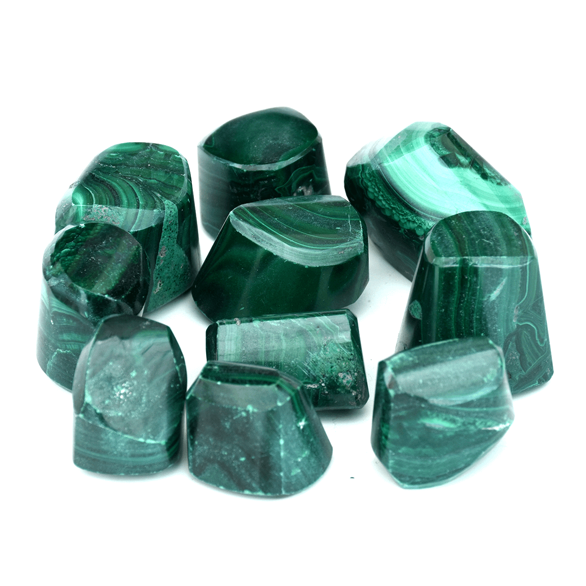 Malachite Tumbled Stone (1 Piece) in Jute Bag Regular Asymmetrical Crystal Pebbles (Green )