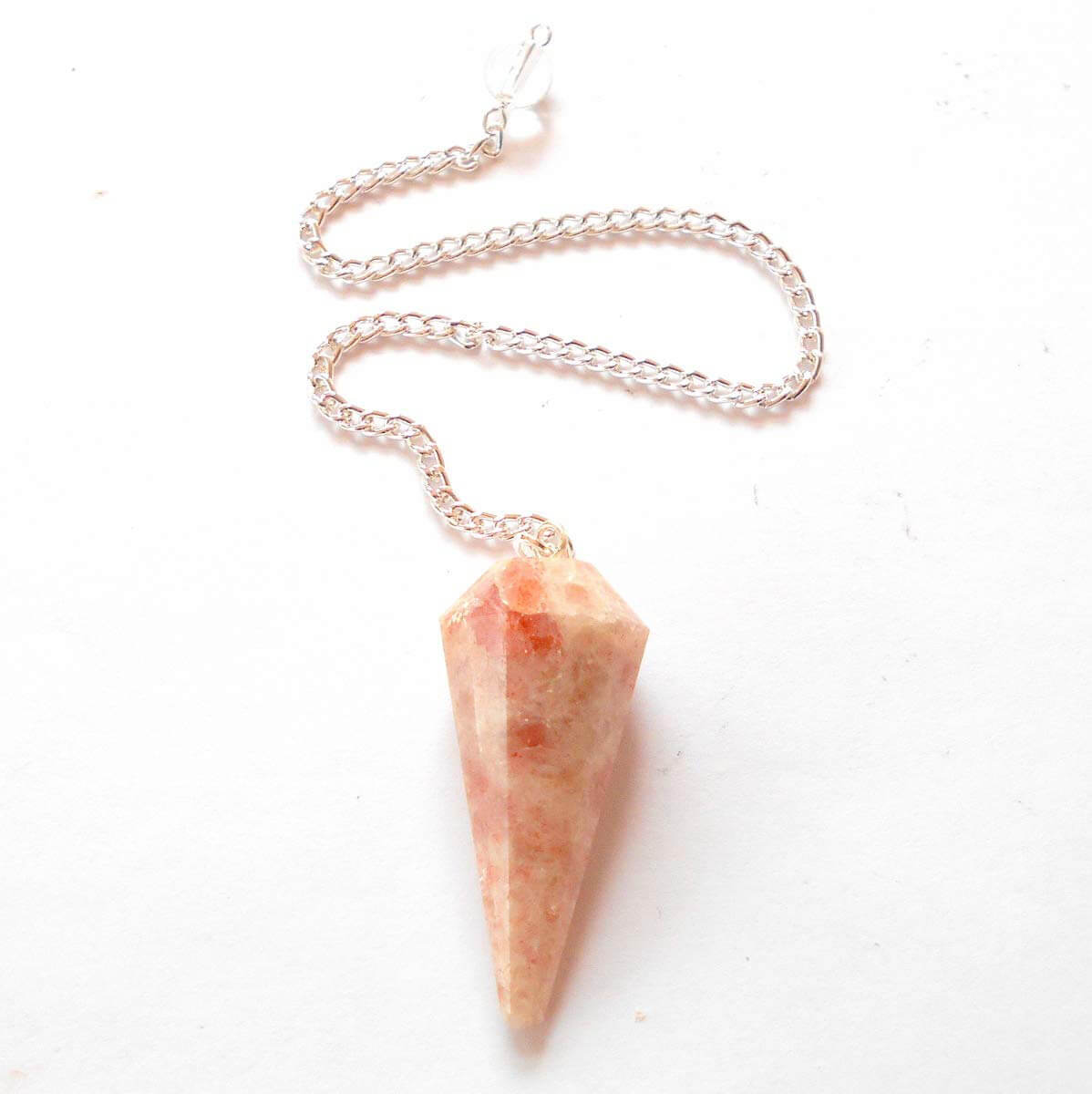 Natural Superior Sun Stone Reiki Crystal Healing Stone Douser Pendulum with Chain