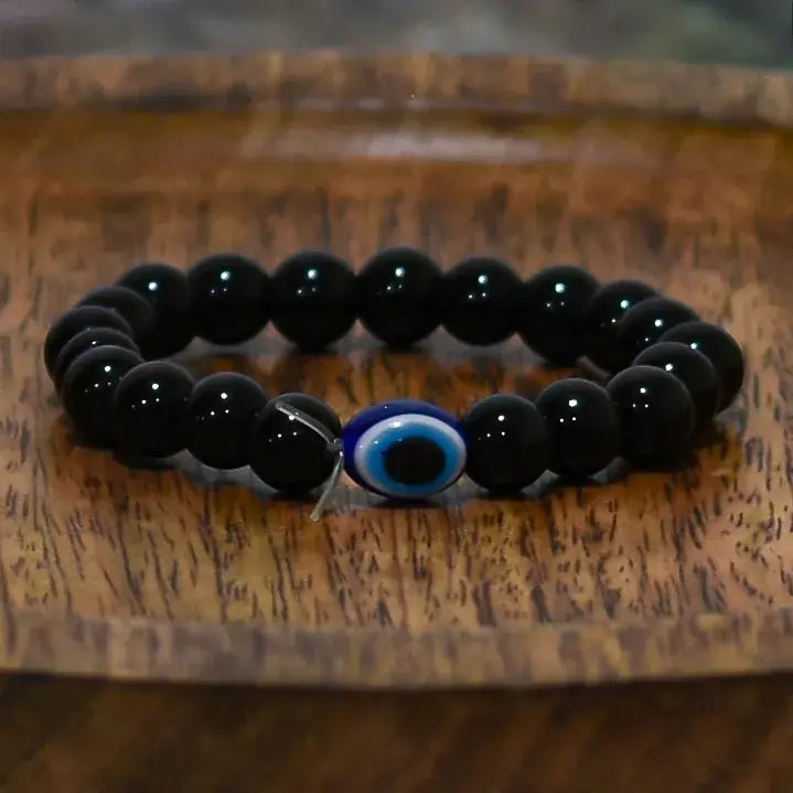 Black Tormalien & Evil Eye Bracelet