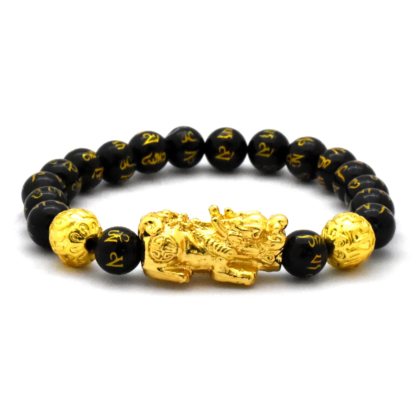 Black Onyx Bracelet | Om Mani Bracelet | Om Mani Padme Hum Bracelet Engraved 10 mm Beads Crystal Stone Bracelet (Color : Black)