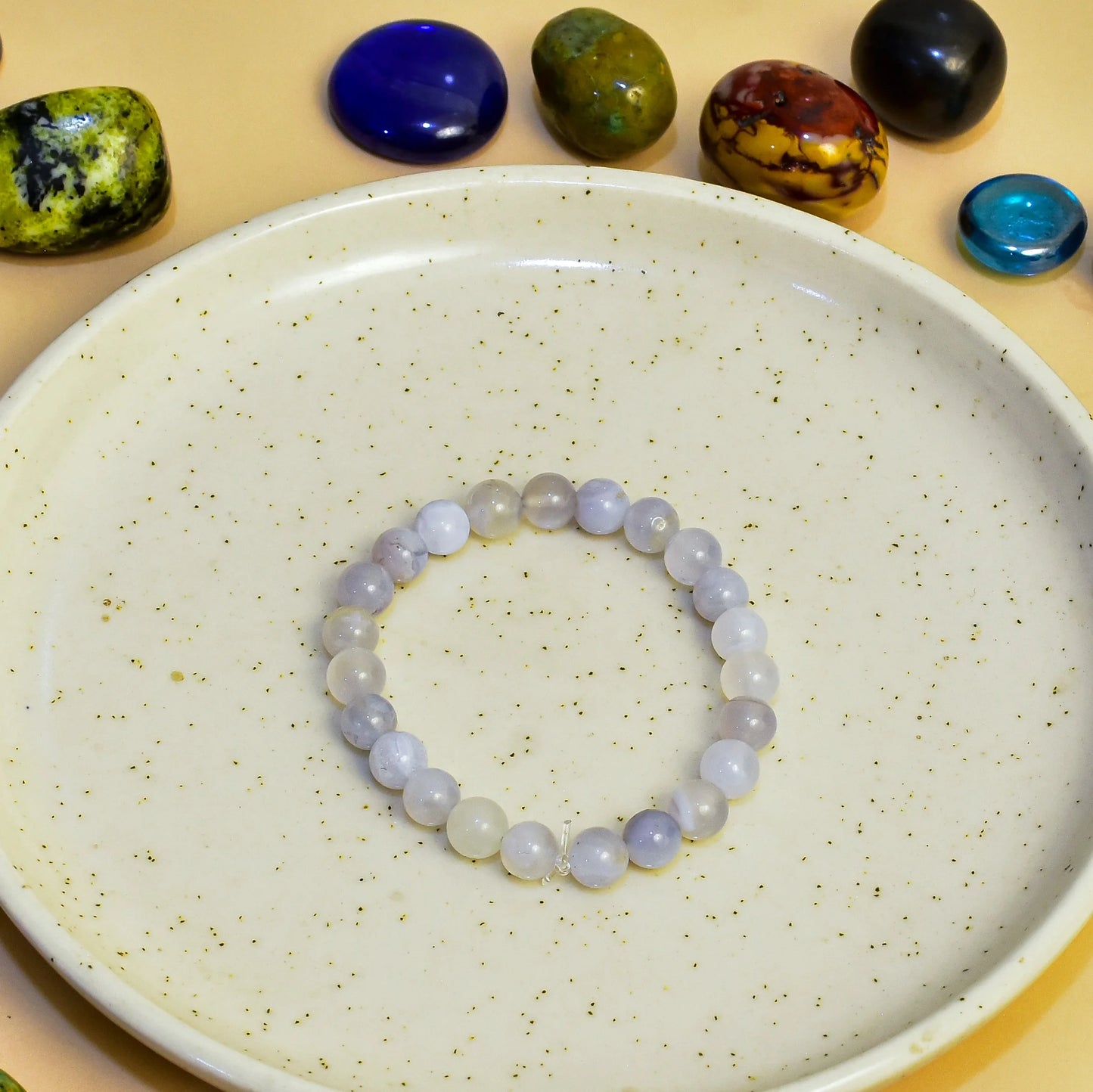 Blue Lace Unisex Natural Crystal Stone Bracelet