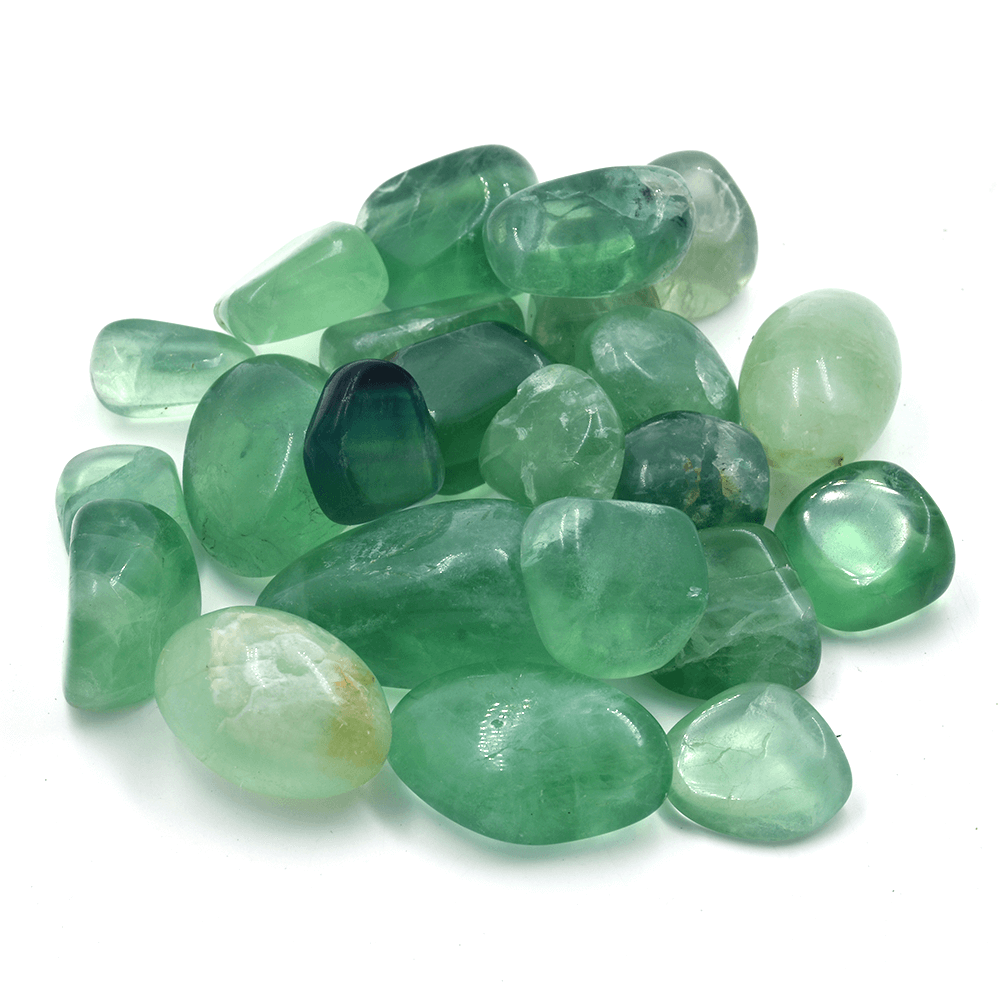 Green Fluorite Tumbled Stone Pebbles Reiki Healing Crystal Vastu Feng Shui (300 gms, 5pcs)
