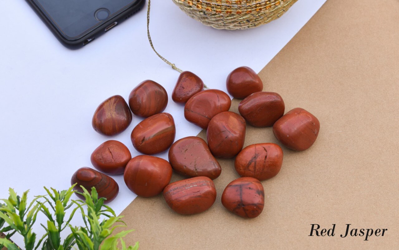 Red Jasper Tumble | Polished Asymmetrical Crystal Stone | Color : Red | Quantity : 5pcs |