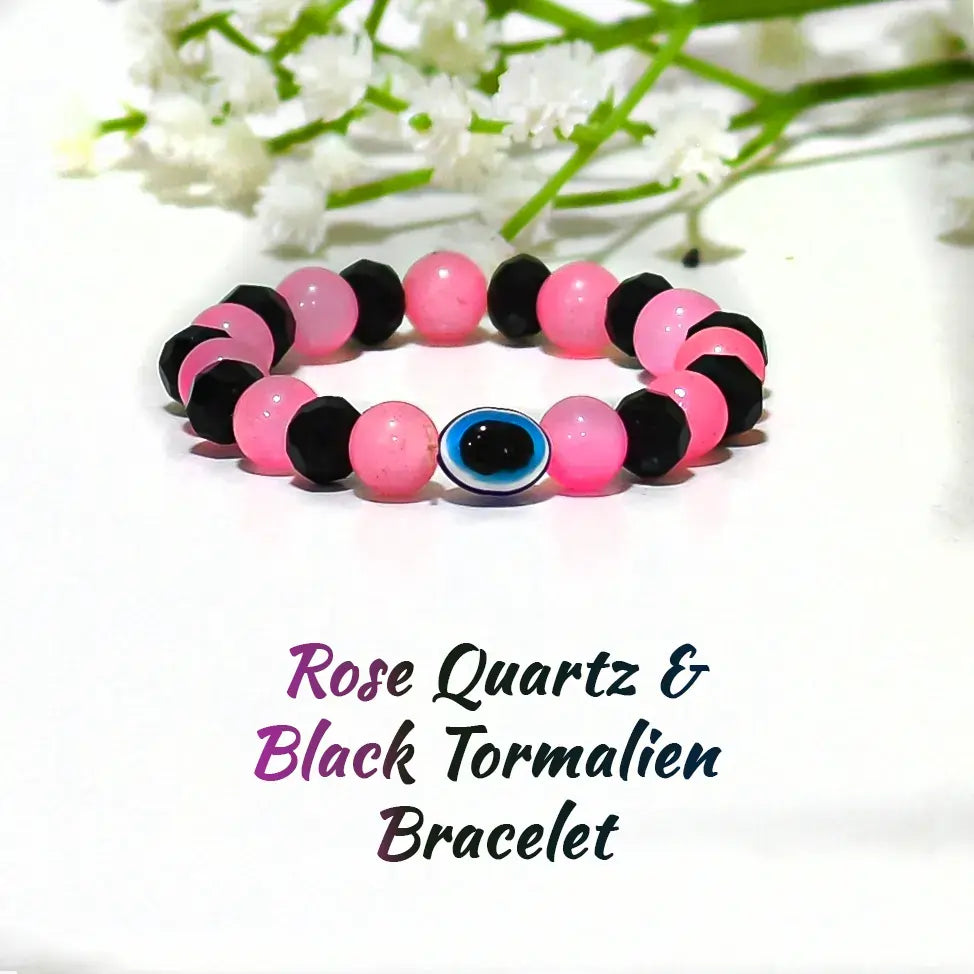 Rose Quartz & Black Tormalien Bracelet