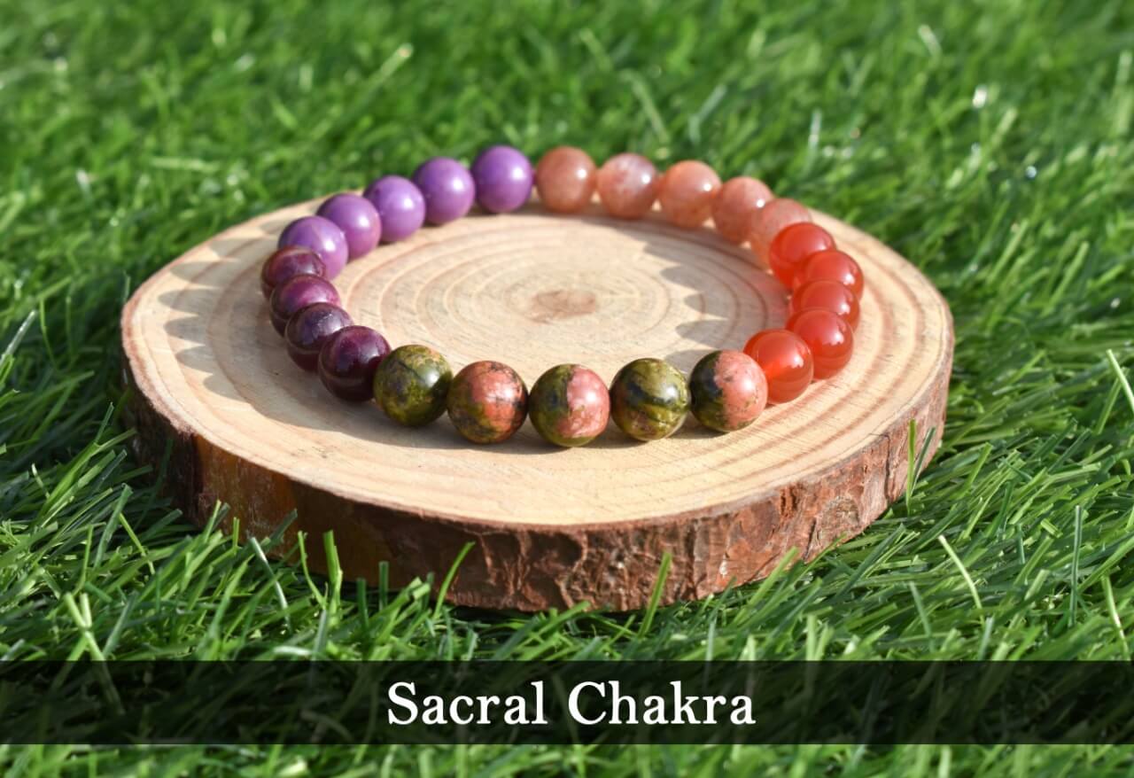 Pre Energized Natural Sacral Chakra Crystal Stone Bracelet with 8 mm Beads