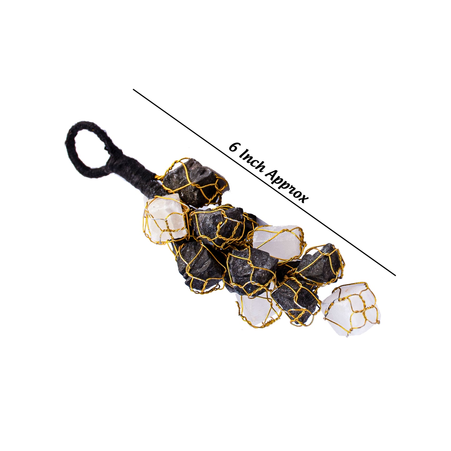Black Tourmaline/Selenite Stone Crystal Door Hanging for Protection from Negative Energy (Pack of 2)