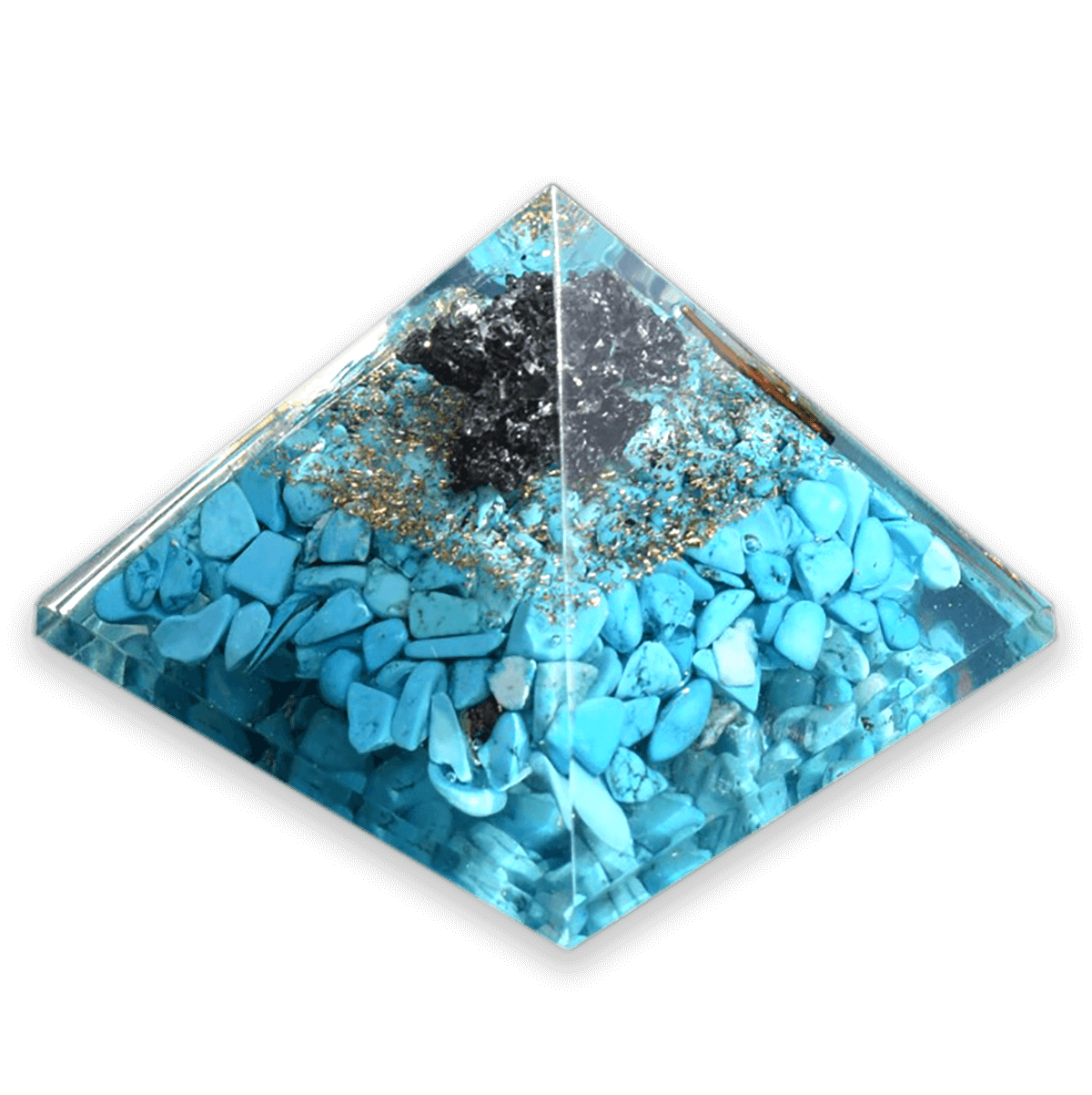This Is Very Helpful For Your Life This Pyramid Protection From Negative Energy This Is Made With Multiple Crystal Stones (Protection From Negative Energy) Decorative Showpiece - 7.62 cm (Crystal, Blue,black)