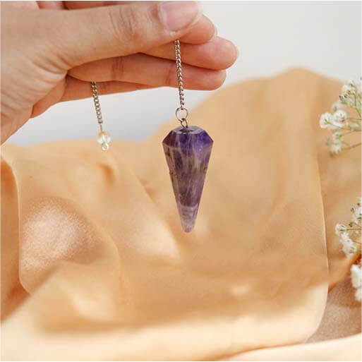 Natural Amethyst Dowser Pendulum Dowsing for Healing (Color : Purple)
