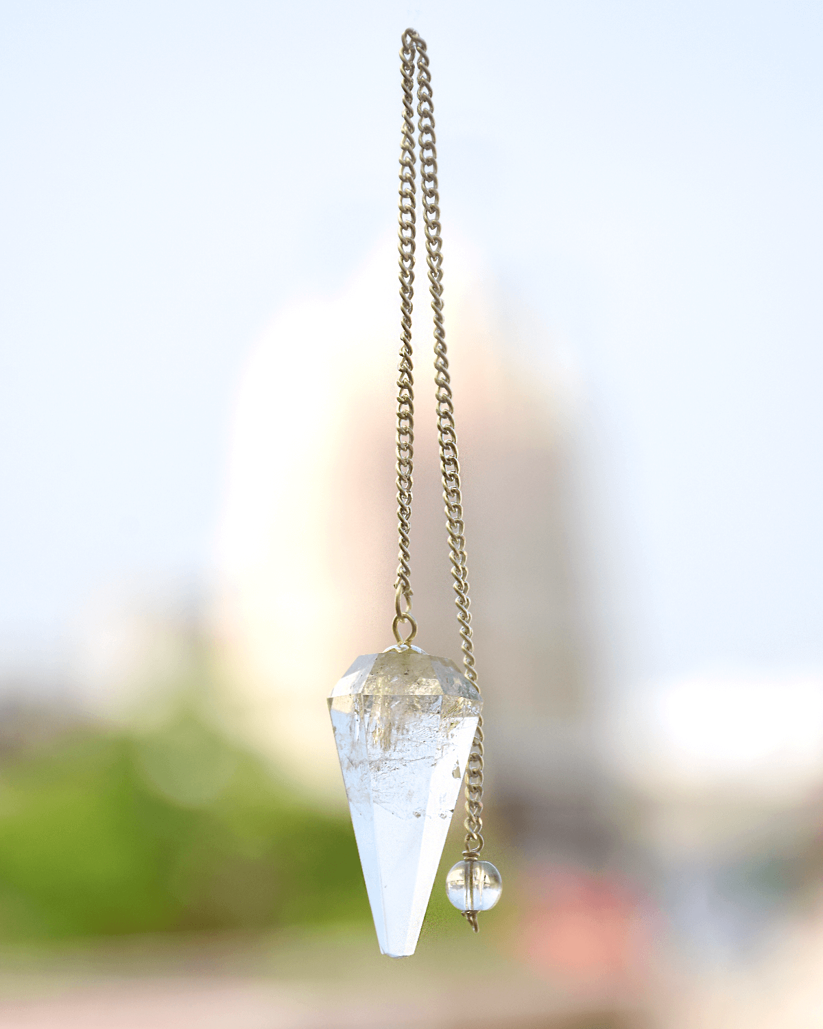 Natural Energized Clear Quartz Dowser Pendulum with Chain For Immunity | Reiki Healing | Positivity | Dowsing |