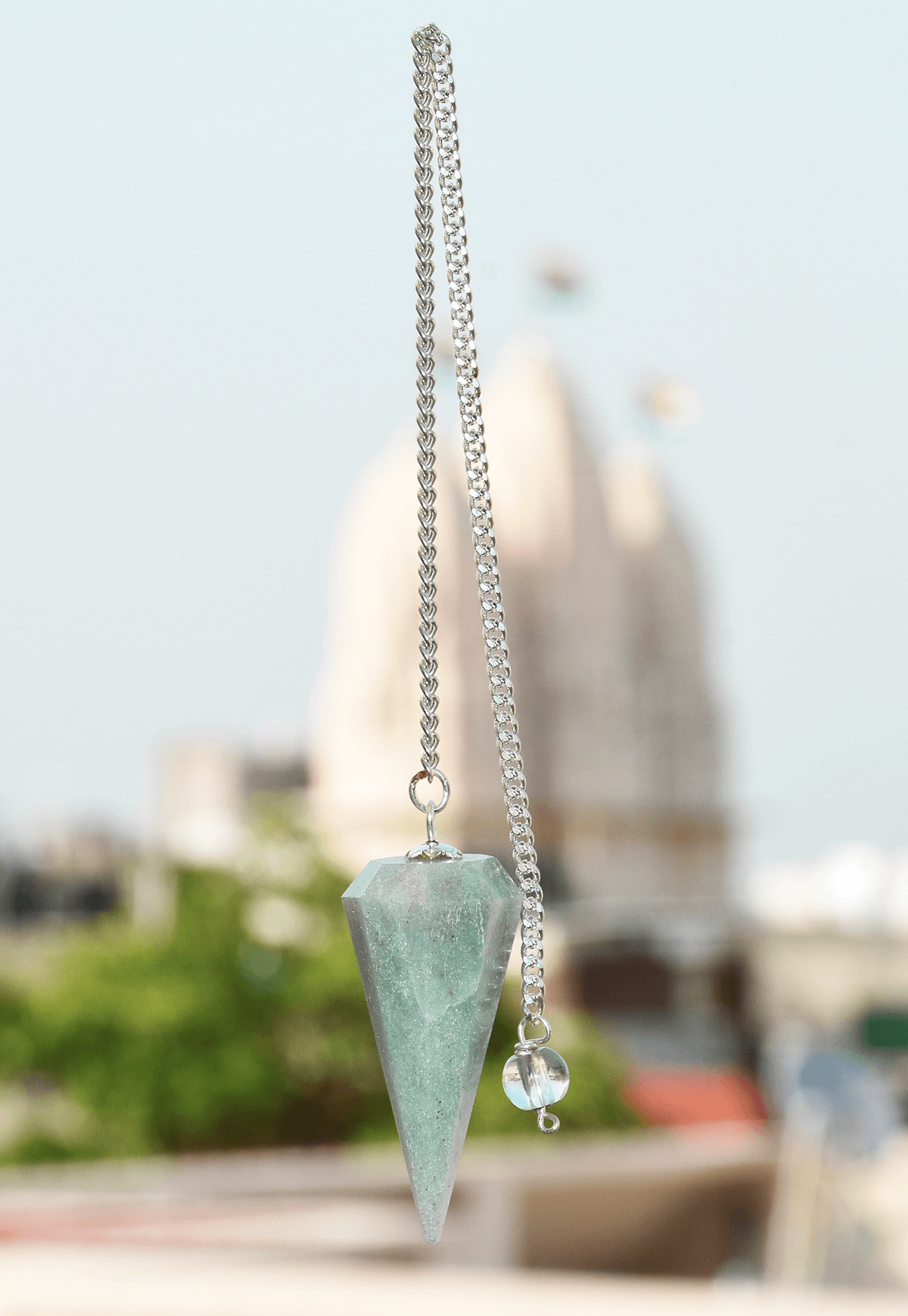 Green Aventurine Dowser Pendulum with Chain for Cash flow, Manifestation, Reiki for Children