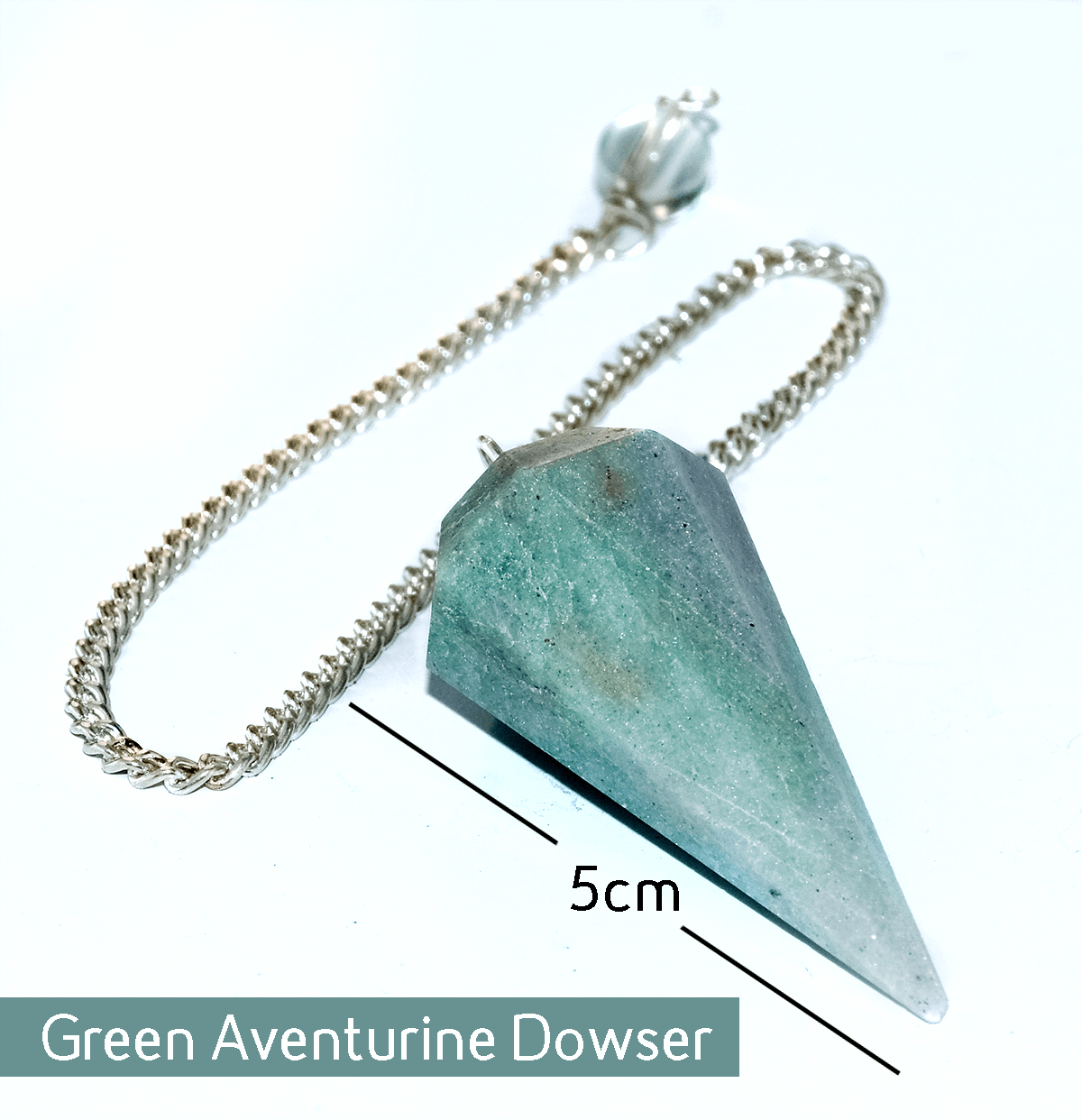 Green Aventurine Dowser Pendulum with Chain for Cash flow, Manifestation, Reiki for Children