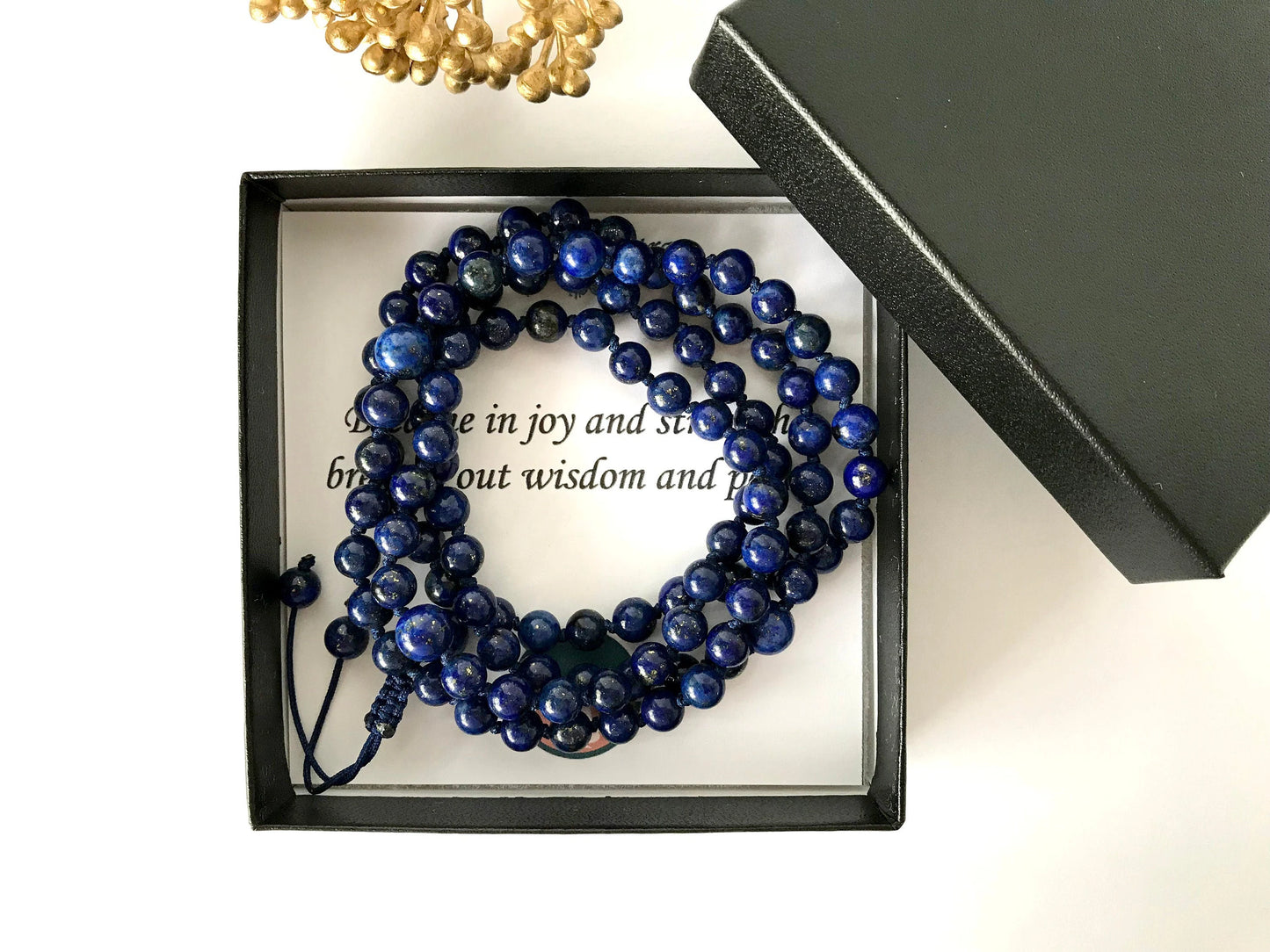 Lapis Lazuli Mala for Healing & Wisdom | Natural Lapis Lazuli Beads Necklace for Meditation, Chakra & Spiritual Growth | Premium Mala by Reshamm
