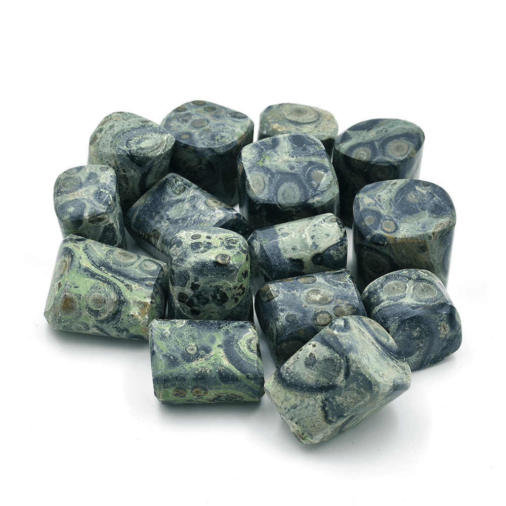 Kambaba Jasper Tumbled Stone Regular Asymmetrical Crystal Stone (Green and Black 5 Pieces)