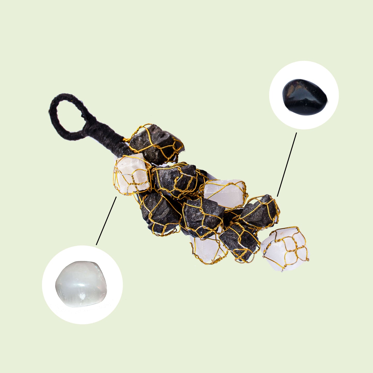 Black Toemalien & Selenite Hanging