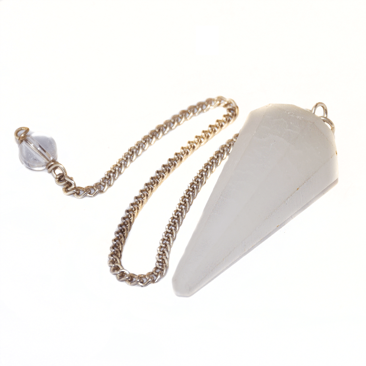 Selenite Dowser Pendulum with Chain For Aura cleansing, Reiki Crystal Healing I Dowsing Home I Unisex