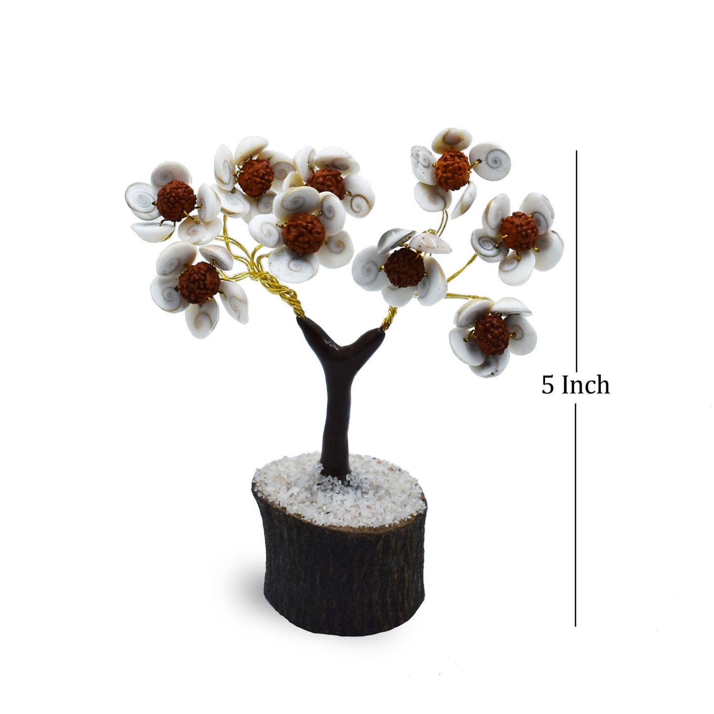 Gomti Chakra Tree - Gomati Chakra Energised Rudraksh Floral Flower Design Tree Decorative Showpiece - 10 cm (Crystal, Multicolor)