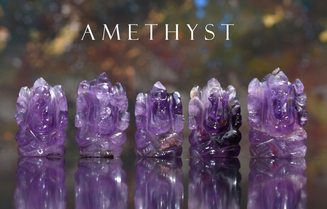 Natural Amethyst Ganesha Stone Idol for Car Dashboard Healing Crystal Amethyst Ganesha Idol