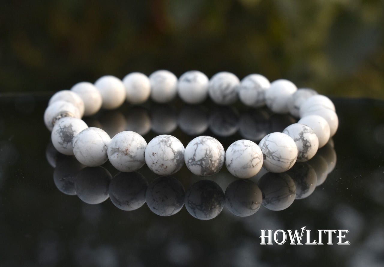 Reshamm Pre-Energized Unisex Premium Howlite Natural Crystal Stone Bracelet for Sleep Aid, Spritual Awareness and Calming Energy
