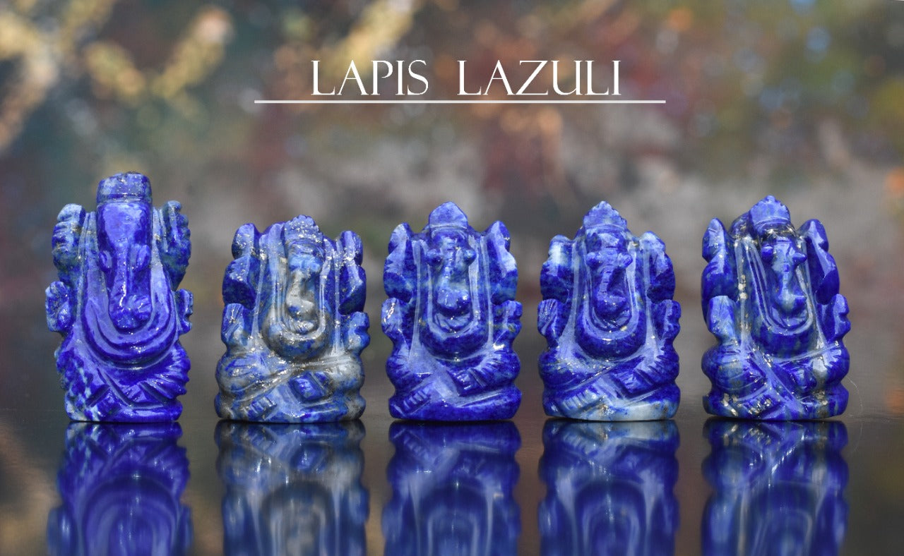 Natural Lapis Lazuli Ganesha Idol, Crystal Ganesha Idol for Car Dashboard 1 Inch Approx (Color : Blue)