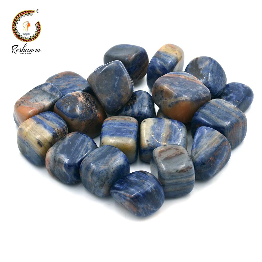 Sodalite Tumble Crystals Stones for Reiki Healing and Vastu (5 Piece) Polished Round Crystal Tumble