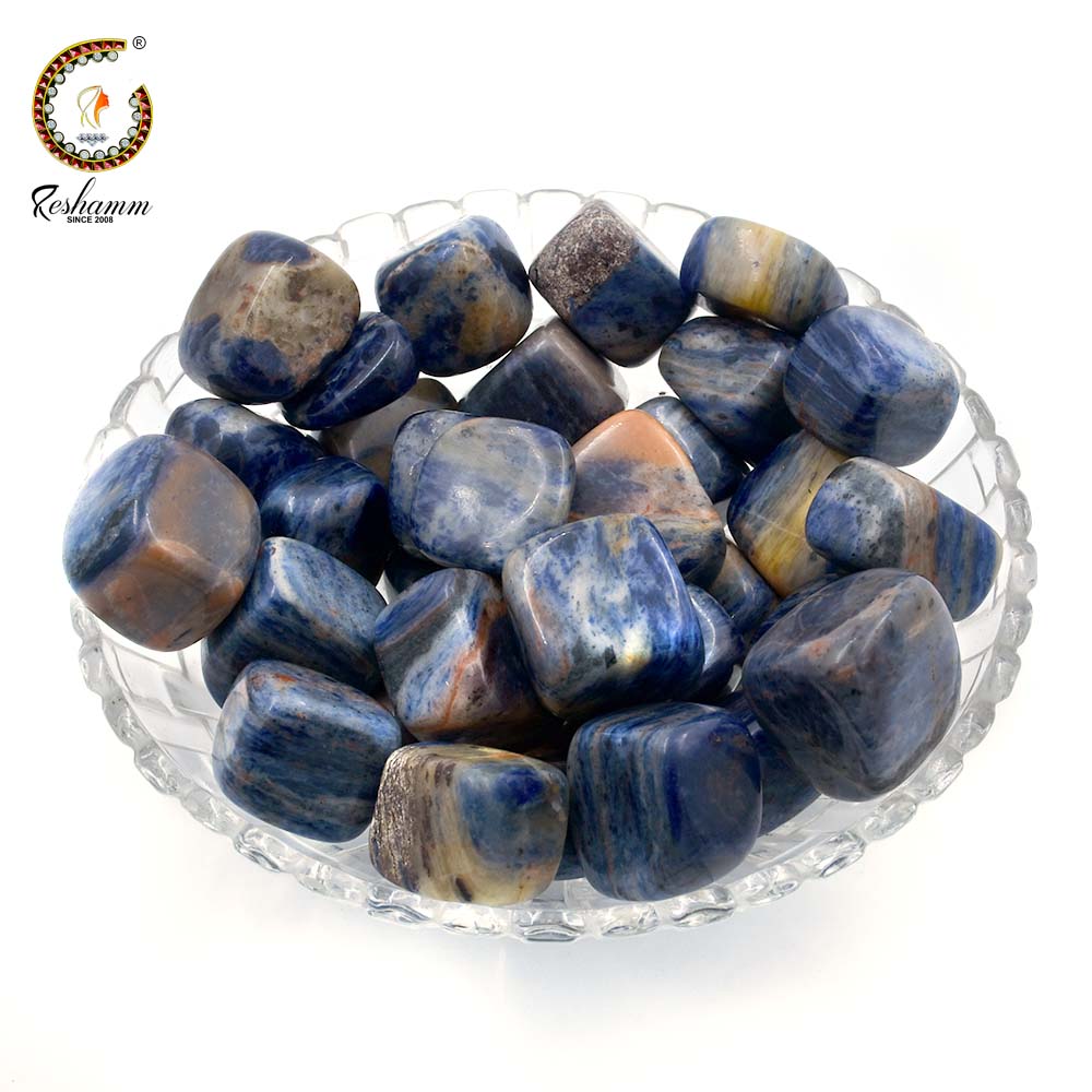 Sodalite Tumble Crystals Stones for Reiki Healing and Vastu (5 Piece) Polished Round Crystal Tumble