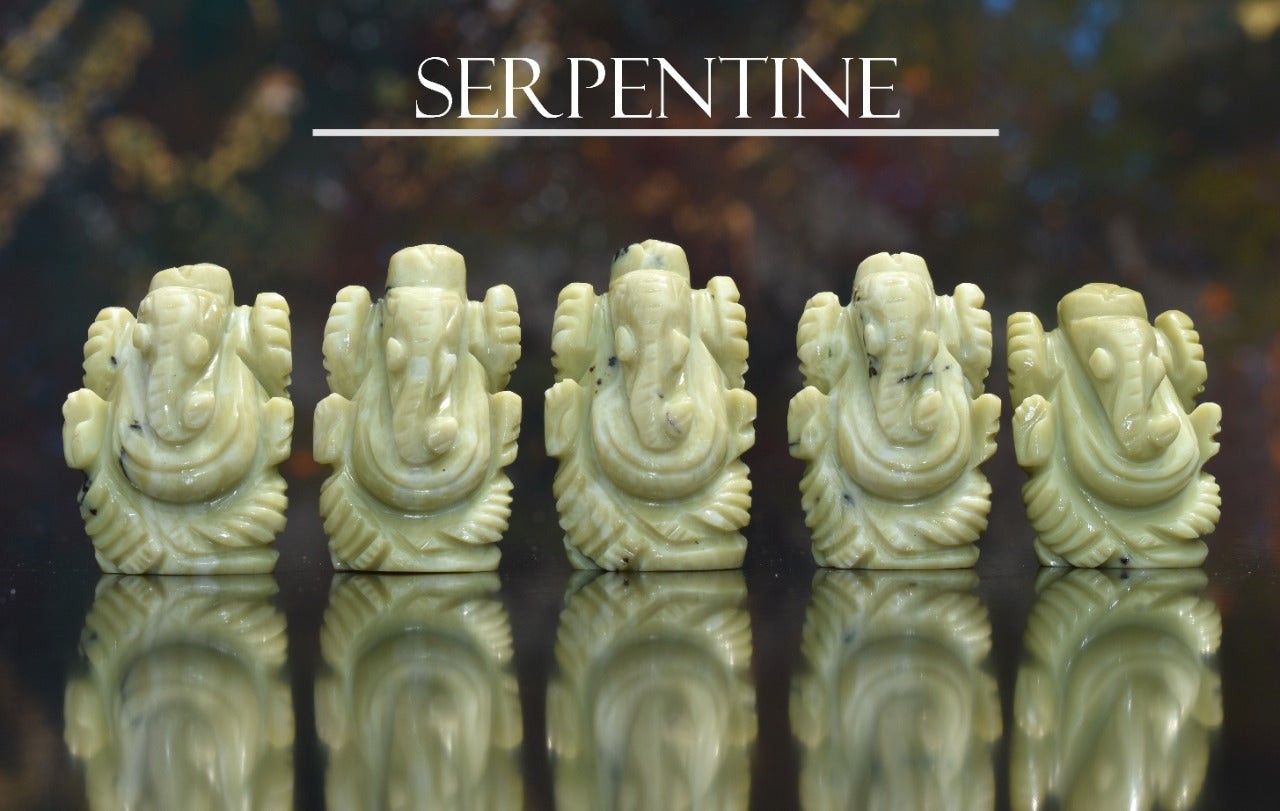 Handmade Showpieces Figurine Serpentine Stone Religious Idol Ganesha