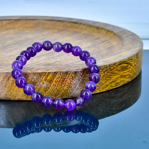 Buy 9Dzine Amethyts Crystal Bracelet for Men & Women (8mm) | Gemstone Round  Beads Bracelet for Girls | Elastic Casual Bracelet for Boys | Natural Reiki  Feng Shui Healing Stone Bracelet for