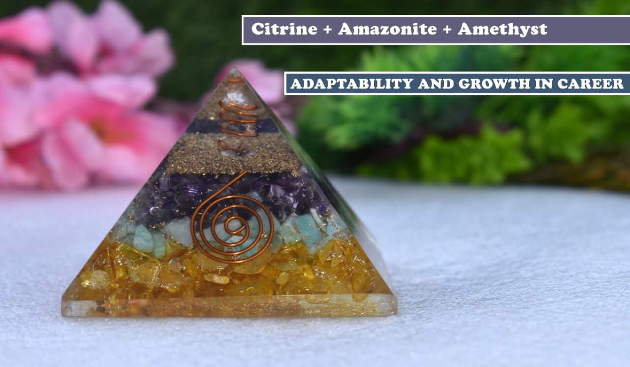 Adaptability & Growth in Career Pyramid, Made of Natural Crystal for Growth, Stability in Career. Feng Shui remedy