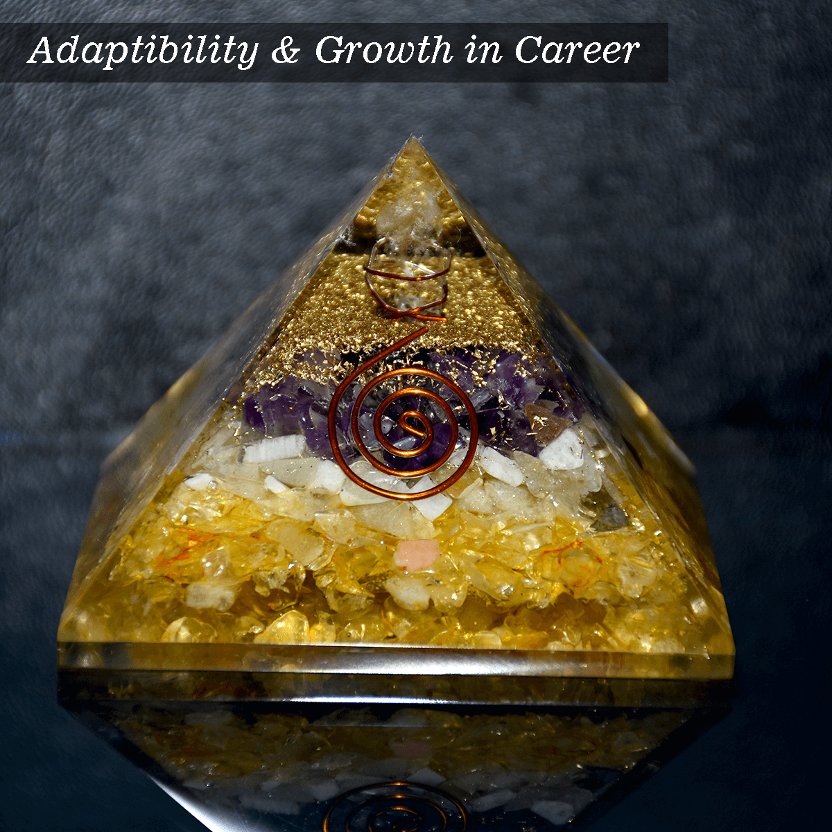 Adaptability & Growth in Career Pyramid, Made of Natural Crystal for Growth, Stability in Career. Feng Shui remedy