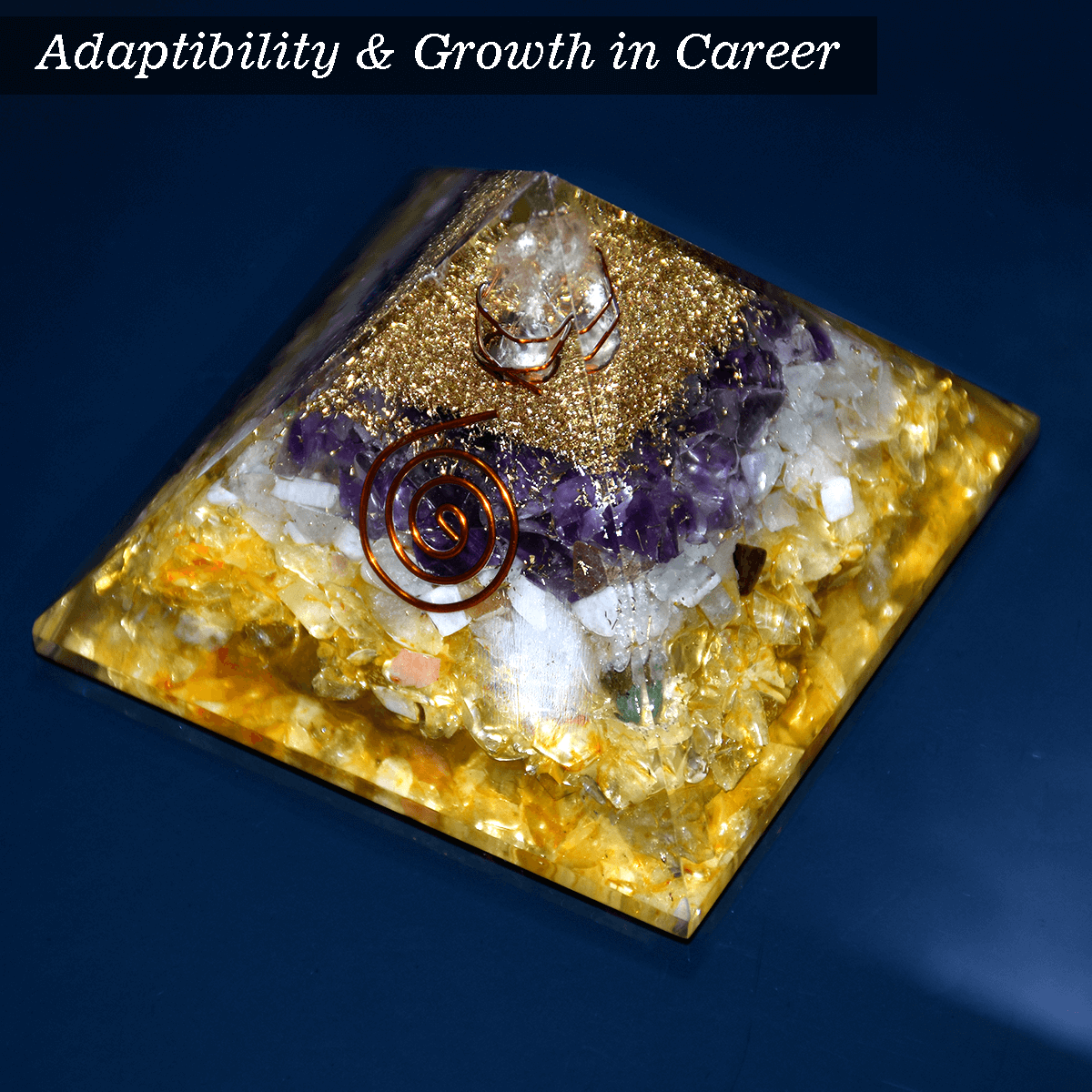 Adaptability & Growth in Career Pyramid, Made of Natural Crystal for Growth, Stability in Career. Feng Shui remedy