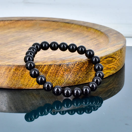 Reshamm Pre-Energized Premium Unisex Black Obsidian Natural Crystal Stone Bracelet for Chakra Balancing, Clearing Negativity, Insight and Clarity