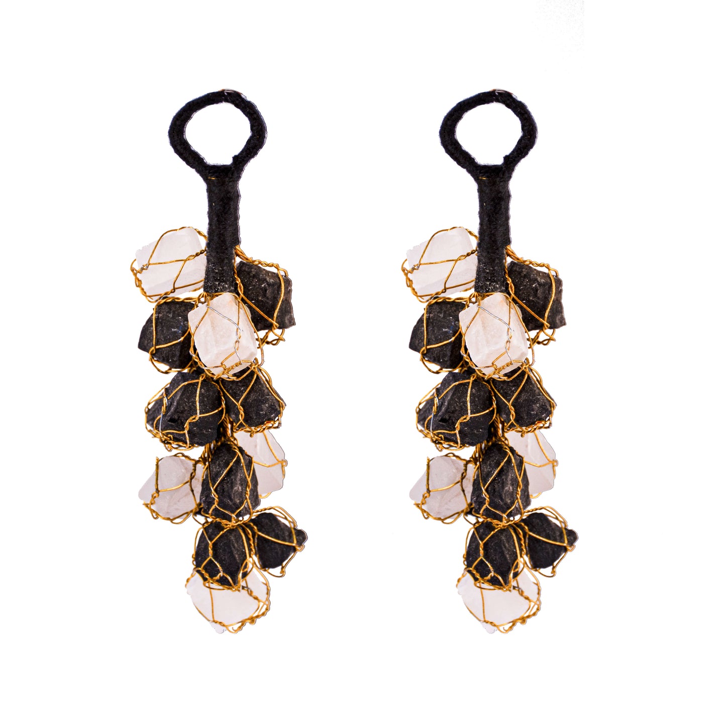Black Tourmaline/Selenite Stone Crystal Door Hanging for Protection from Negative Energy (Pack of 2)
