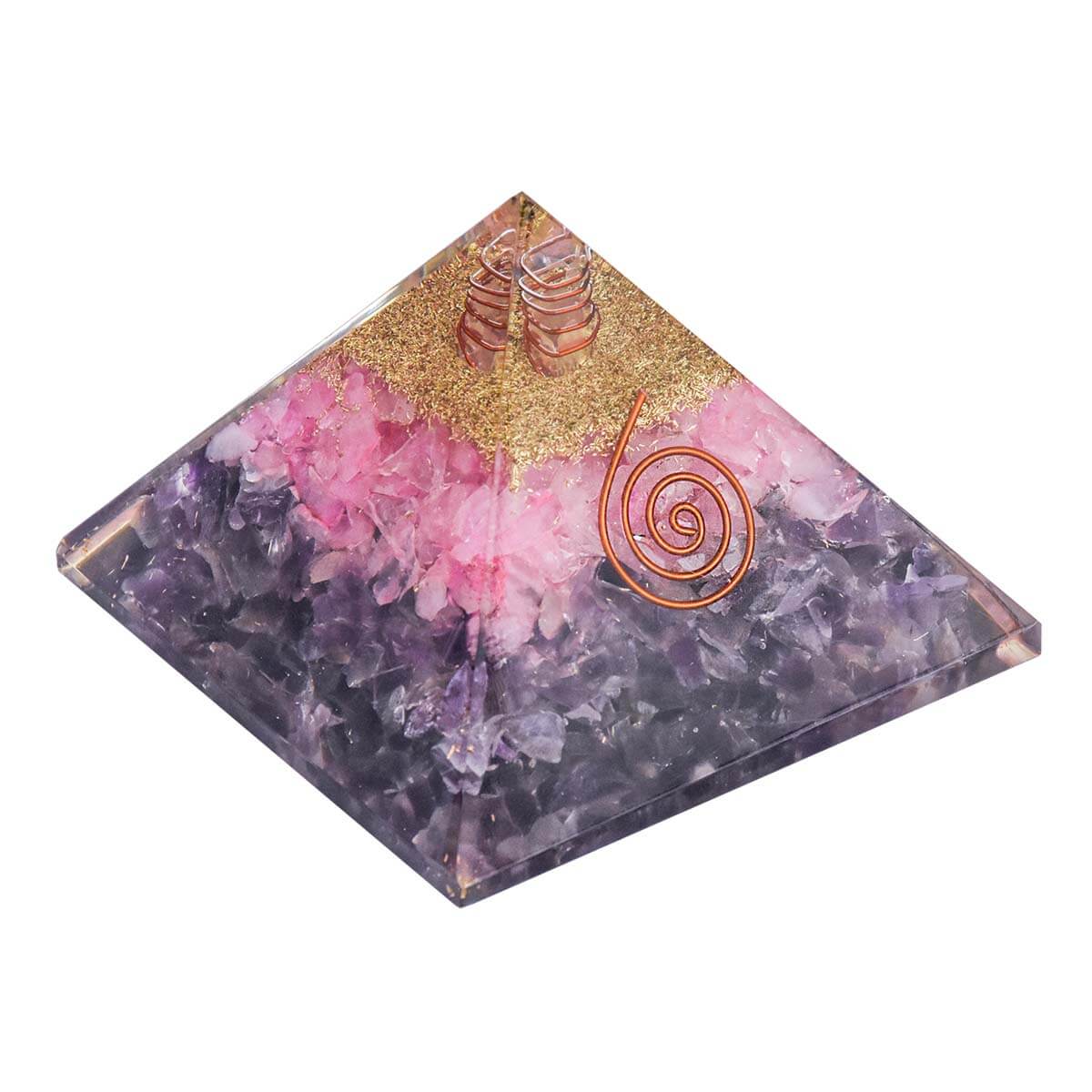 Pre- Energized Natural Rose Quartz & Amythest Crystal Pyramid for The Love, Stability, Showpiece, Car Dashboard, Home & Office Gifting