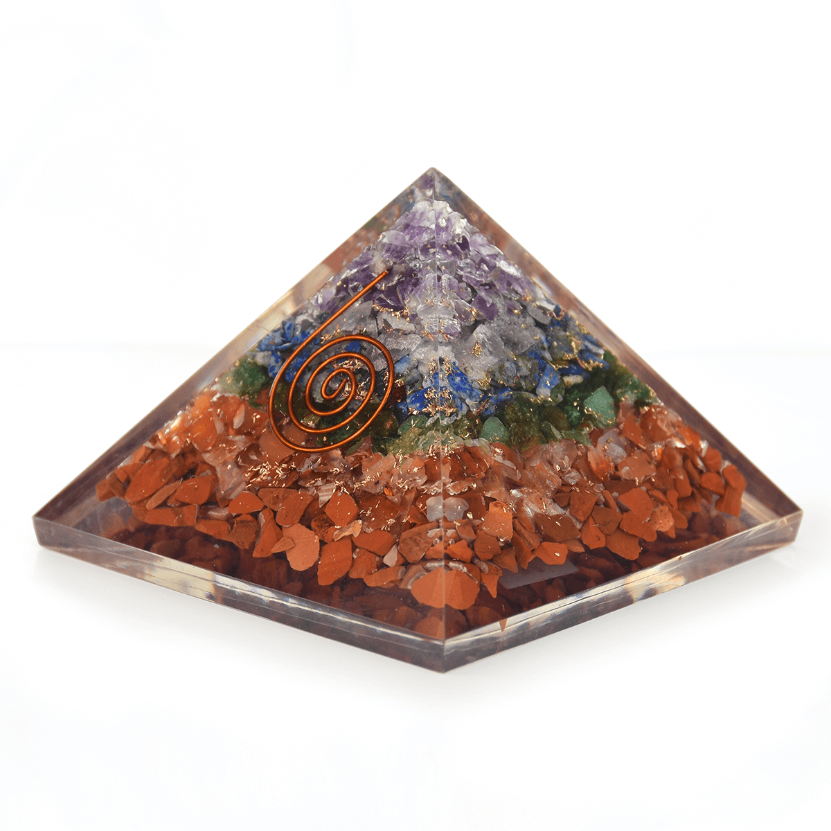 Natural Seven Chakra Crystal Stone Pyramid for Reiki & Spiritual Healing - 25cm Decorative Showpiece - 6.35 cm  (Crystal, Stone, Multicolor)