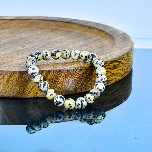 Dalmation Jasper Unisex Natural Crystal Stone Bracelet .