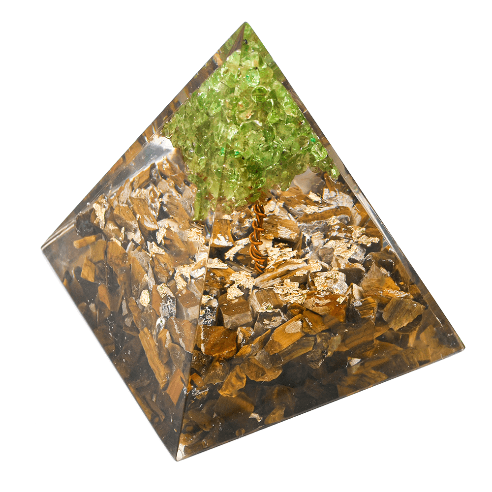 Pre- Energized Pyramid Tree of Life Handmade Designer Crystal Stone Decorative Showpiece - 9 cm  (Crystal, Stone, Light Green)