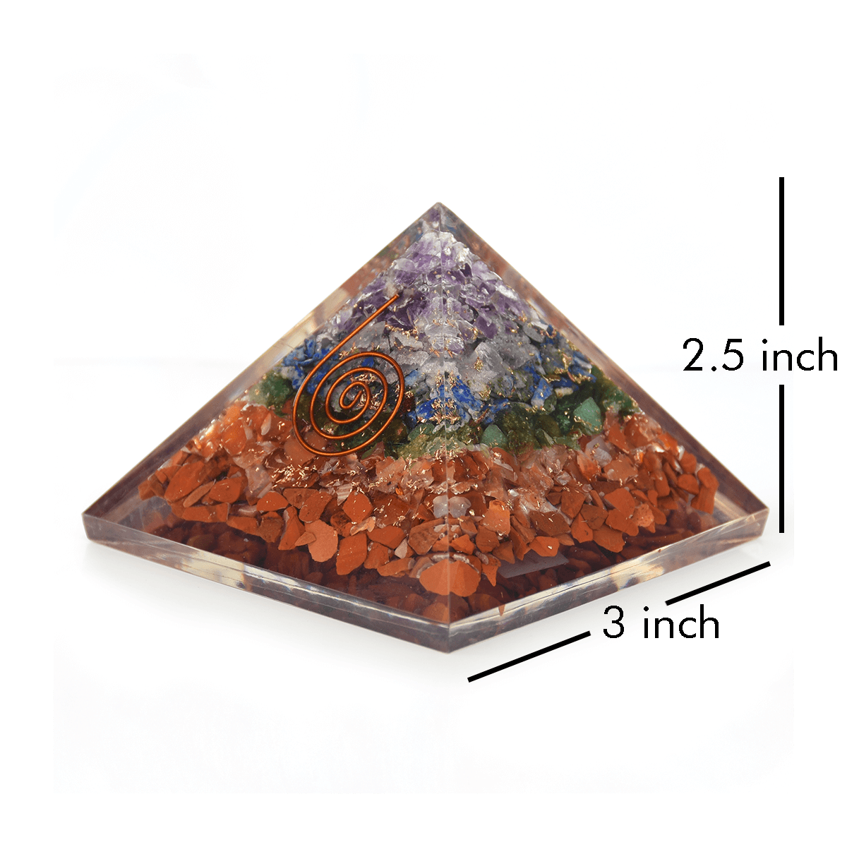 Natural Seven Chakra Crystal Stone Pyramid for Reiki & Spiritual Healing - 25cm Decorative Showpiece - 6.35 cm  (Crystal, Stone, Multicolor)