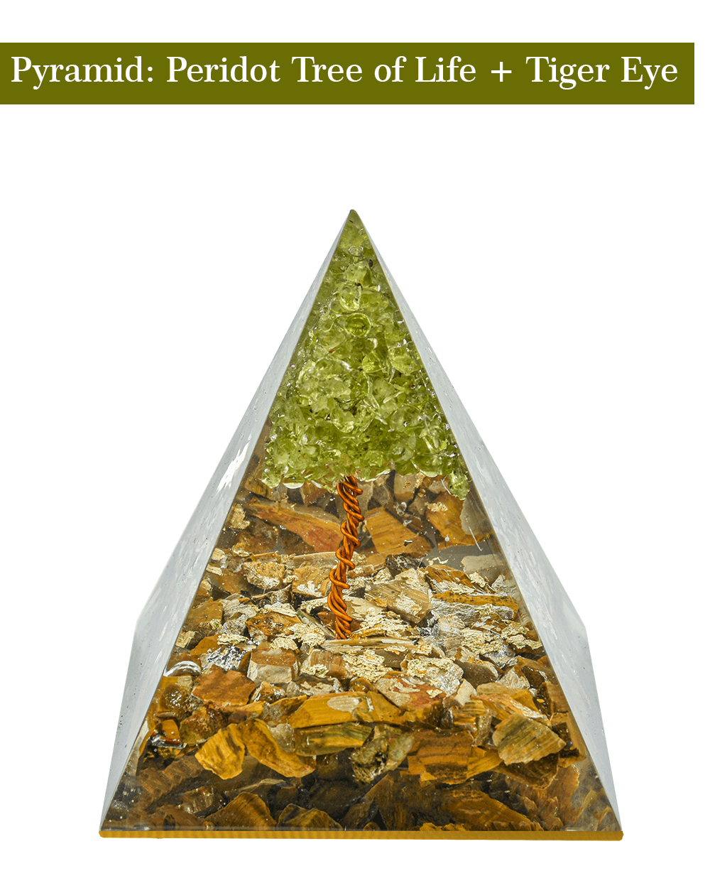 Pre- Energized Pyramid Tree of Life Handmade Designer Crystal Stone Decorative Showpiece - 9 cm  (Crystal, Stone, Light Green)