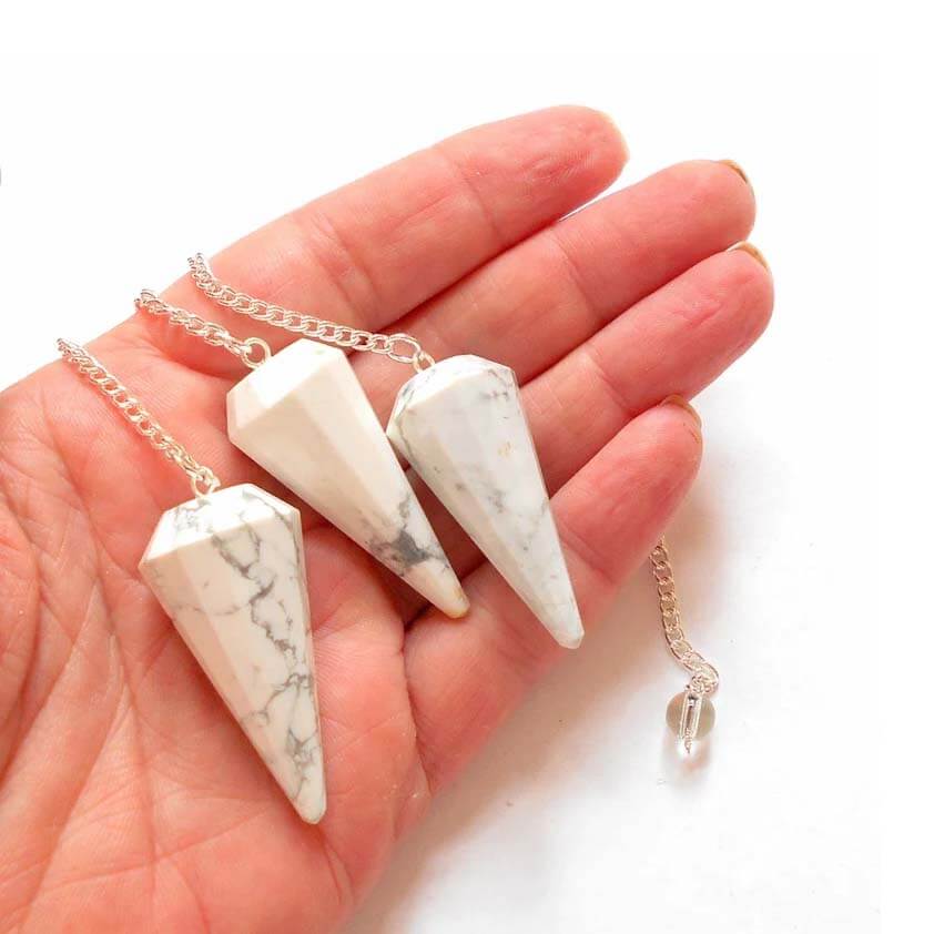 Howlite Natural-Dowser-Stone Pendulum for Healing and Meditation (Howlite)