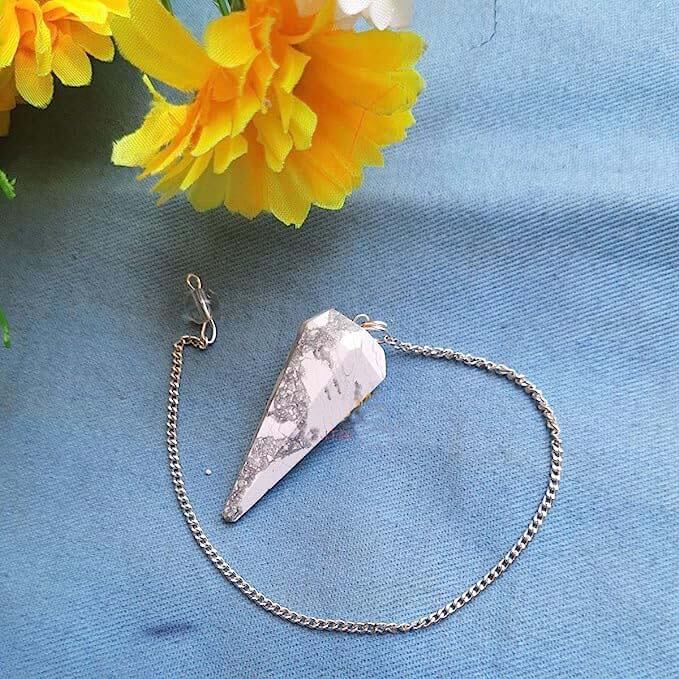 Howlite Natural-Dowser-Stone Pendulum for Healing and Meditation (Howlite)