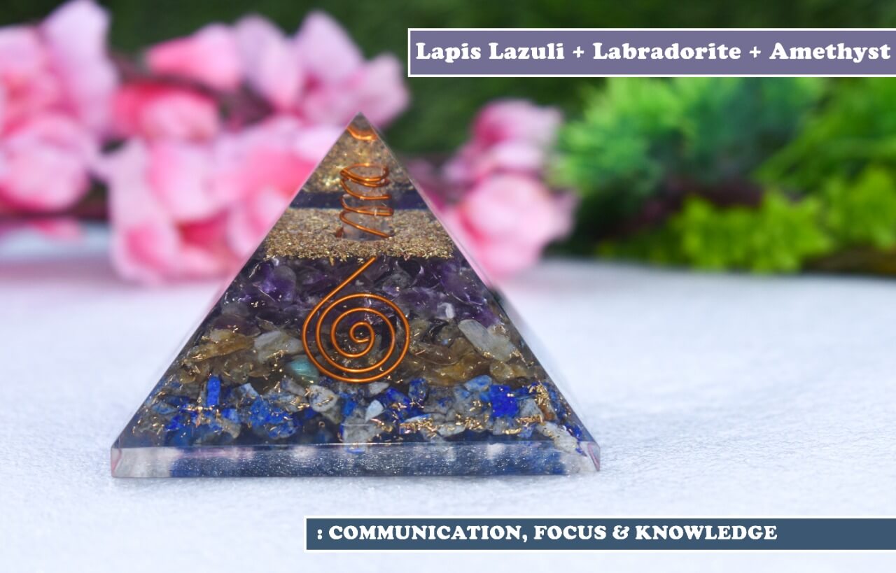 Natural, Pre Energized Communication,Focus & Knowledge Pyramid Decorative Showpiece