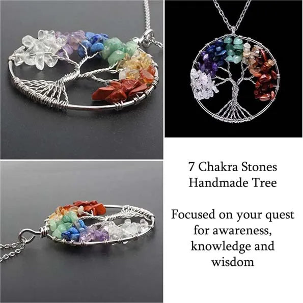 7 chakra tree pendent