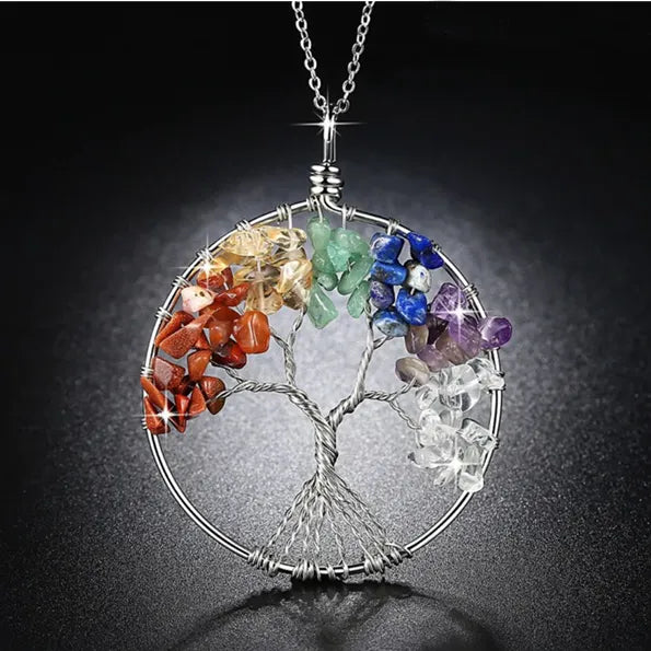 7 chakra tree pendent