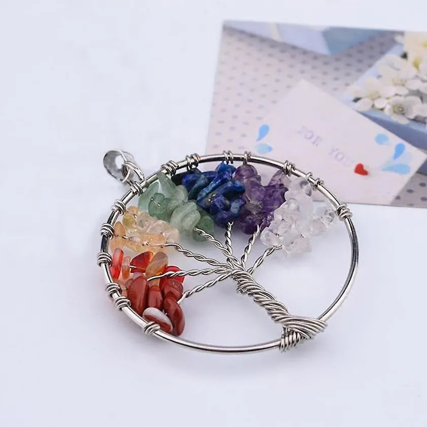 7 chakra tree pendent