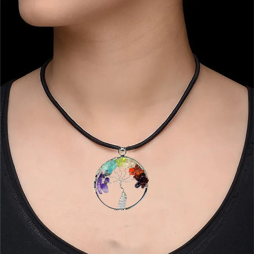 7 chakra tree pendent