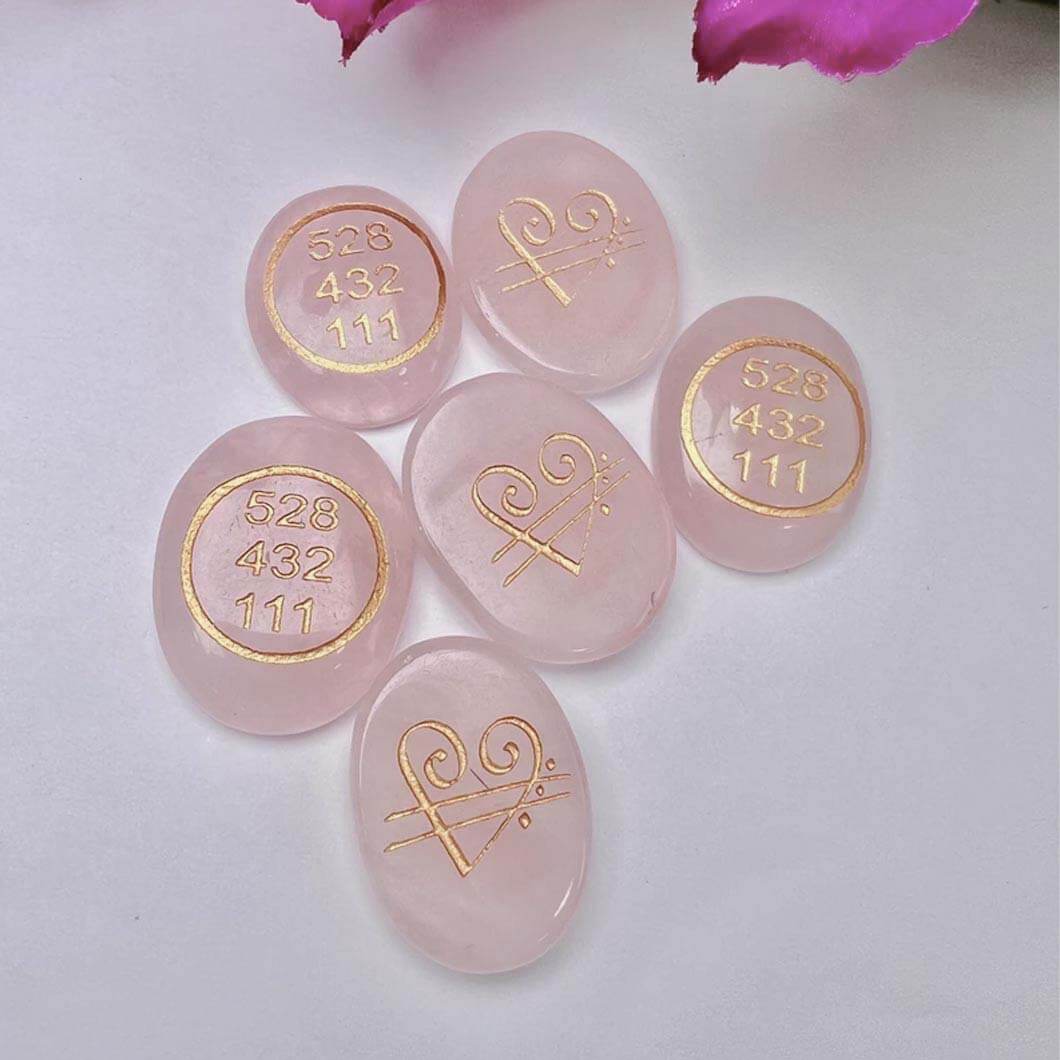 Rose Quartz coin Decorative Showpiece Stone, 4CM (Crystal, Pink) Pack of 2